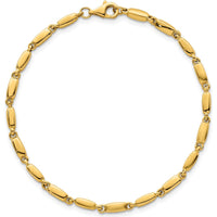 14K Yellow Gold 7.5" Polished Fancy Bar Link Bracelet - 3mm Width by 0
