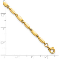 14K Yellow Gold 7.5" Polished Fancy Bar Link Bracelet - 3mm Width by 0