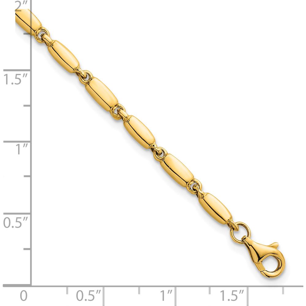 14K Yellow Gold 7.5" Polished Fancy Bar Link Bracelet - 3mm Width by 0