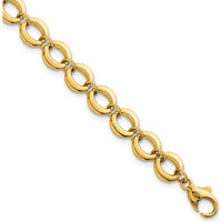 14K Yellow Gold 7.5" Polished Fancy Circle Link Bracelet - 8mm Width by 0