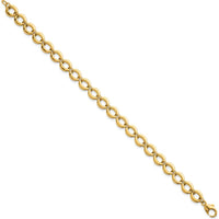 14K Yellow Gold 7.5" Polished Fancy Circle Link Bracelet - 8mm Width by 0