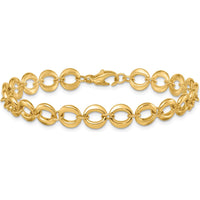 14K Yellow Gold 7.5" Polished Fancy Circle Link Bracelet - 8mm Width by 0