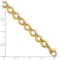 14K Yellow Gold 7.5" Polished Fancy Circle Link Bracelet - 8mm Width by 0