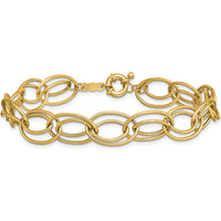 14K Yellow Gold 7.5" Polished Fancy Double Oval Link Bracelet - 11mm Width by 0