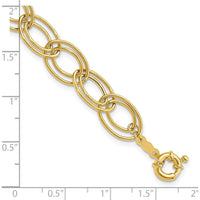14K Yellow Gold 7.5" Polished Fancy Double Oval Link Bracelet - 11mm Width by 0