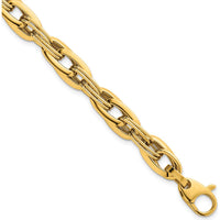 14K Yellow Gold 7.5" Polished Fancy Link Lightweight Bracelet - 8.2mm Width by 0