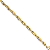 14K Yellow Gold 7.5" Polished Fancy Link Lightweight Bracelet - 8.2mm Width by 0