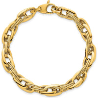 14K Yellow Gold 7.5" Polished Fancy Link Lightweight Bracelet - 8.2mm Width by 0