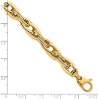 14K Yellow Gold 7.5" Polished Fancy Link Lightweight Bracelet - 8.2mm Width by 0