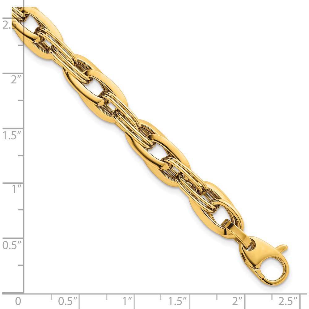 14K Yellow Gold 7.5" Polished Fancy Link Lightweight Bracelet - 8.2mm Width by 0