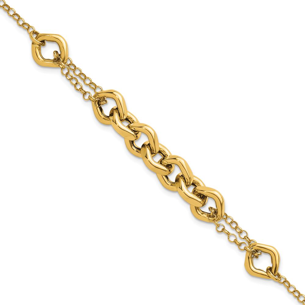 14K Yellow Gold 7.5" Polished Fancy Multi-Link Bracelet with Lobster Clasp by 0