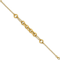 14K Yellow Gold 7.5" Polished Fancy Multi-Link Bracelet with Lobster Clasp by 0