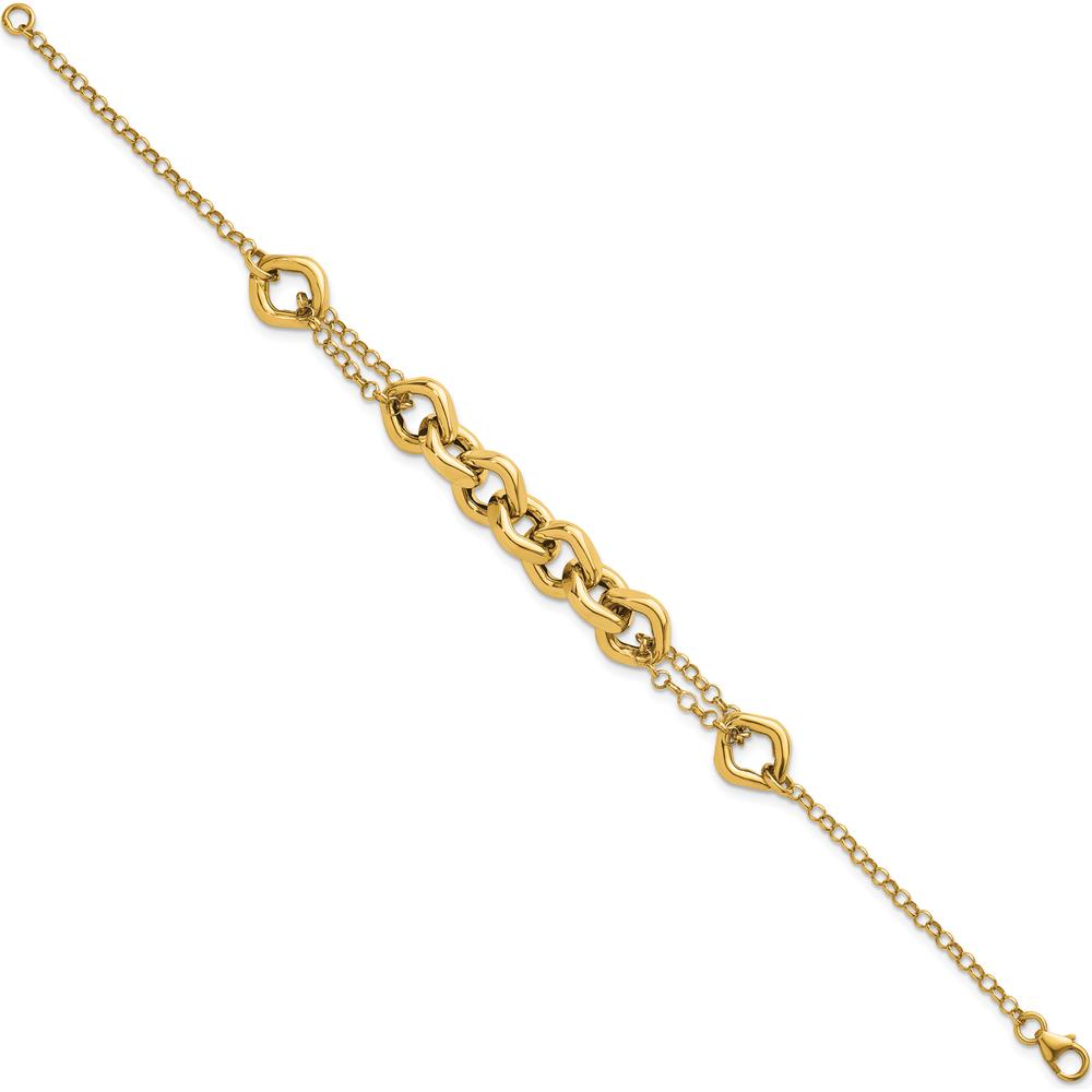 14K Yellow Gold 7.5" Polished Fancy Multi-Link Bracelet with Lobster Clasp by 0