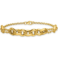 14K Yellow Gold 7.5" Polished Fancy Multi-Link Bracelet with Lobster Clasp by 0