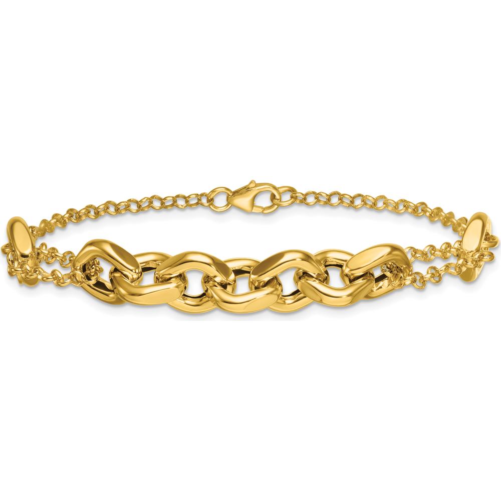 14K Yellow Gold 7.5" Polished Fancy Multi-Link Bracelet with Lobster Clasp by 0