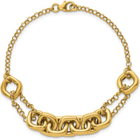 14K Yellow Gold 7.5" Polished Fancy Multi-Link Bracelet with Lobster Clasp by 0