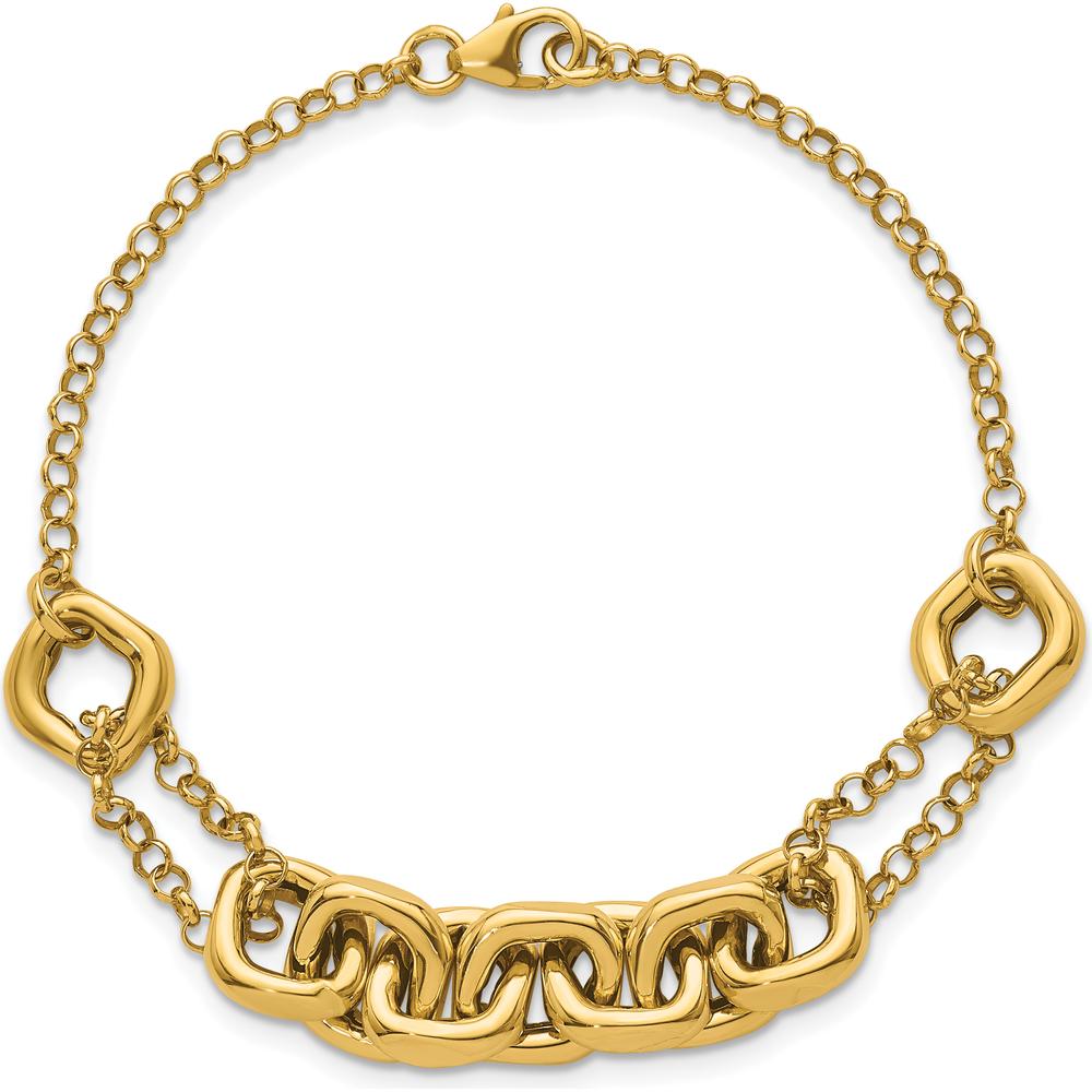 14K Yellow Gold 7.5" Polished Fancy Multi-Link Bracelet with Lobster Clasp by 0