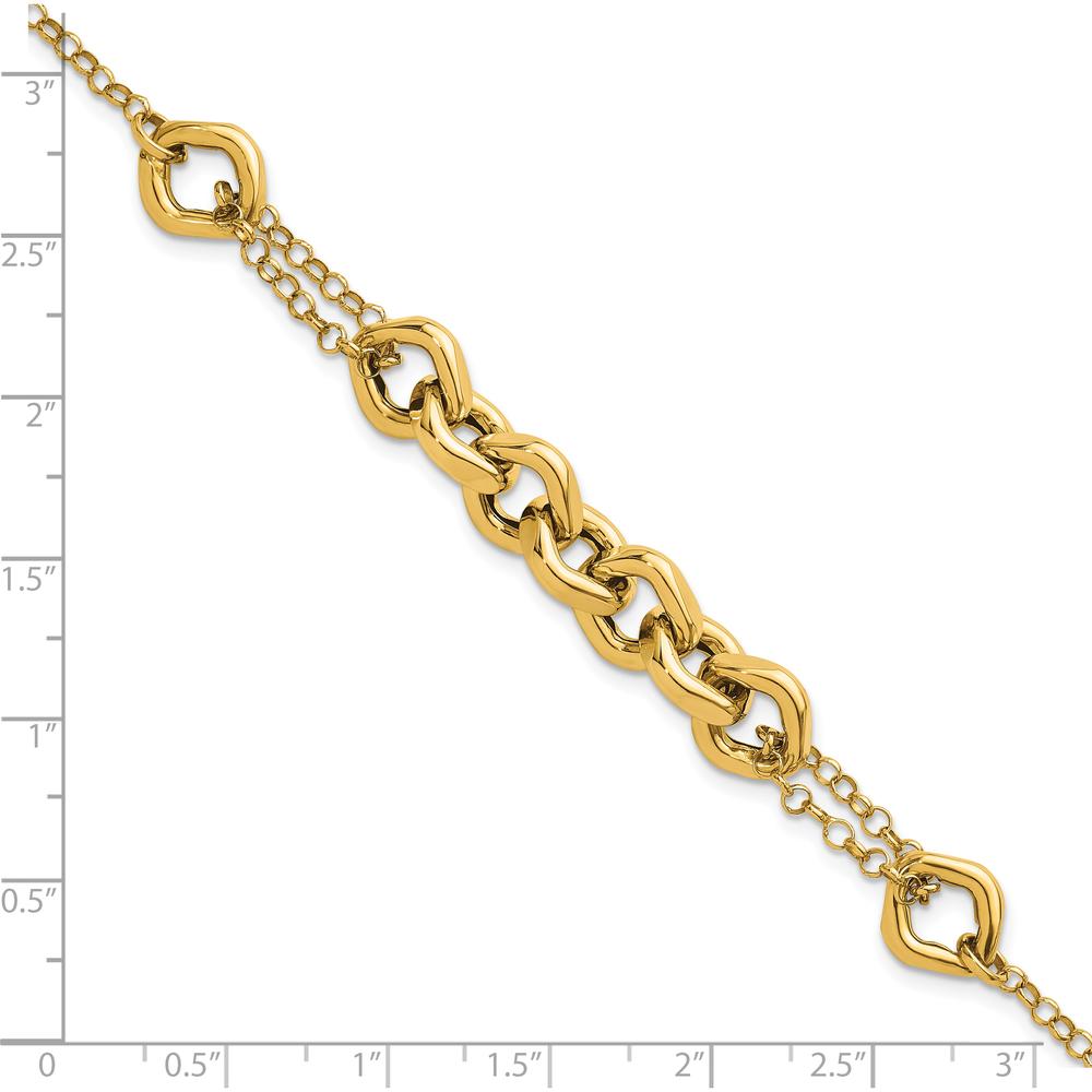 14K Yellow Gold 7.5" Polished Fancy Multi-Link Bracelet with Lobster Clasp by 0