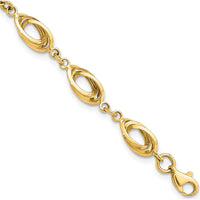 14K Yellow Gold 7.5" Polished Fancy Oval Link Bracelet by 0