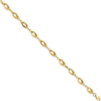 14K Yellow Gold 7.5" Polished Fancy Oval Link Bracelet by 0