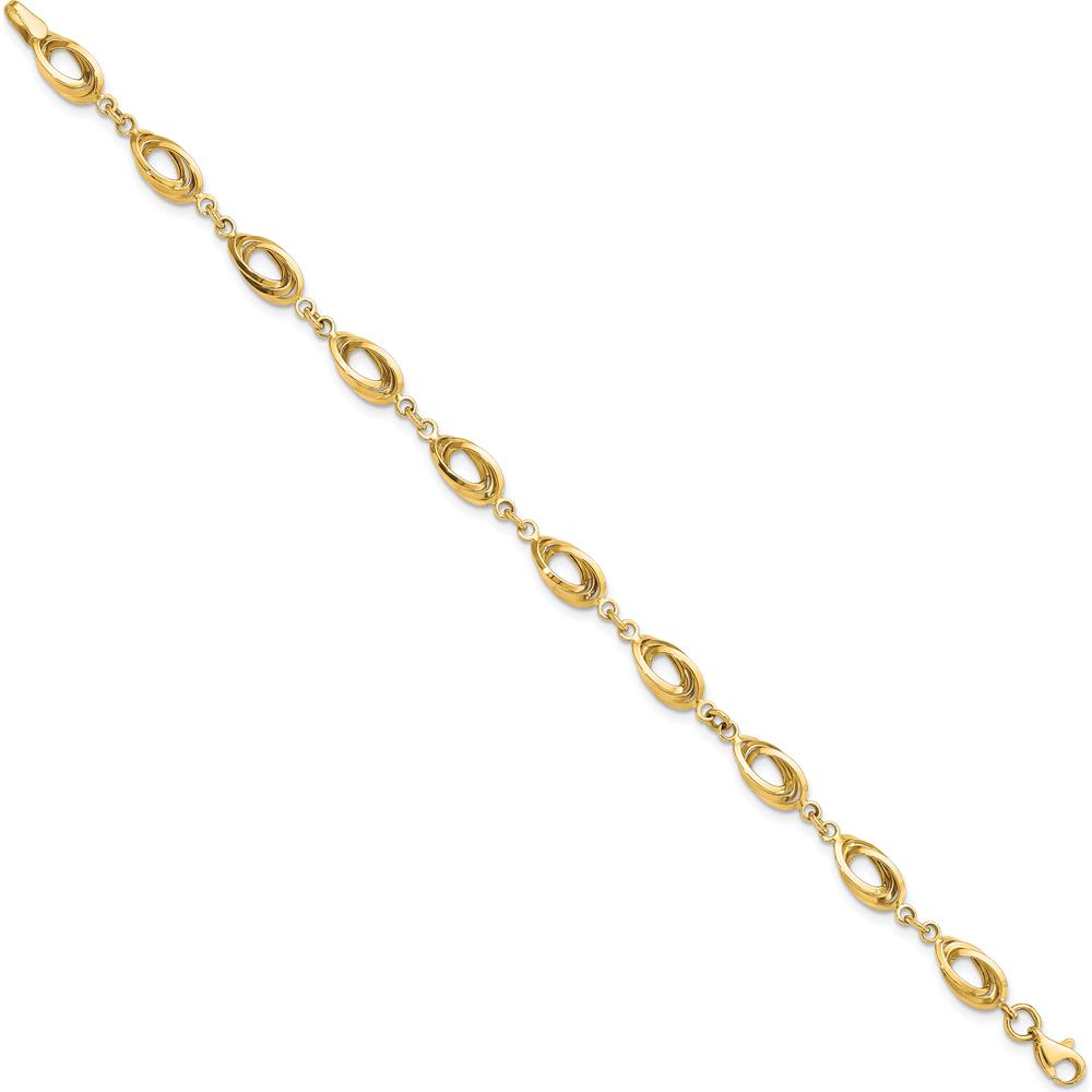 14K Yellow Gold 7.5" Polished Fancy Oval Link Bracelet by 0
