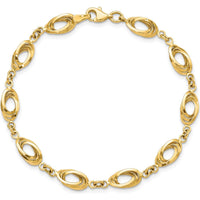 14K Yellow Gold 7.5" Polished Fancy Oval Link Bracelet by 0
