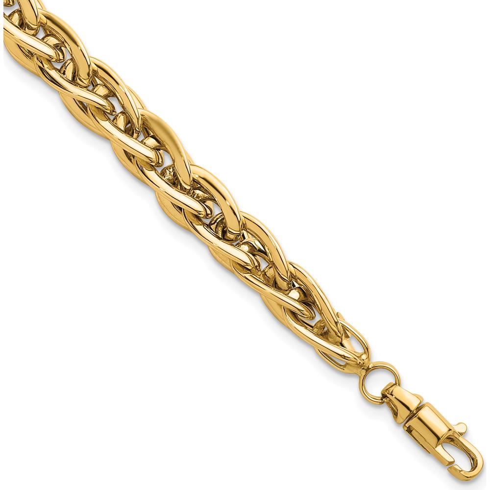 14K Yellow Gold 7.5" Polished Fancy Rope Link Bracelet - 5.2mm by 0