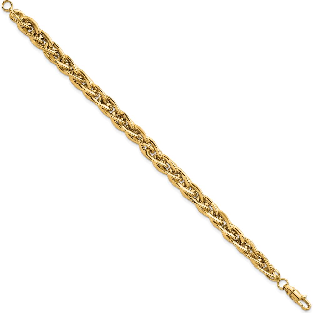 14K Yellow Gold 7.5" Polished Fancy Rope Link Bracelet - 5.2mm by 0