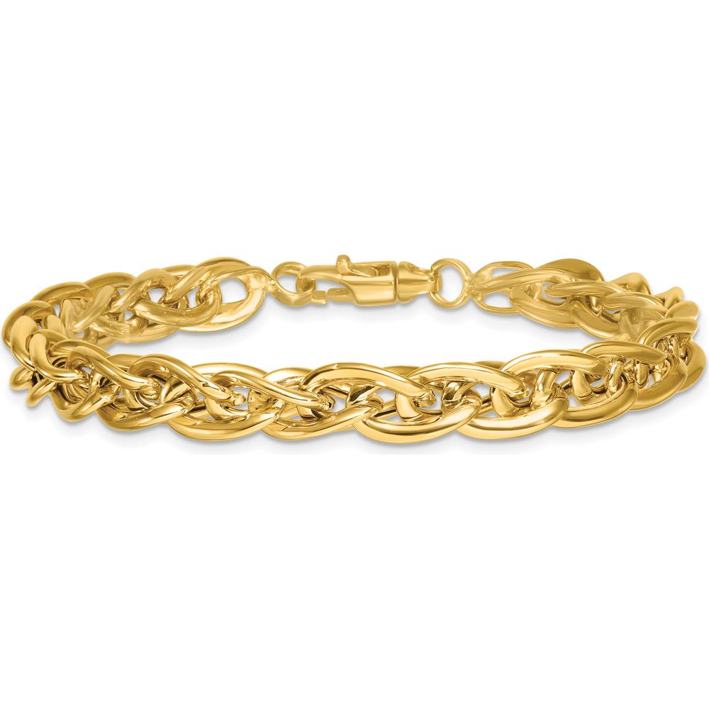 14K Yellow Gold 7.5" Polished Fancy Rope Link Bracelet - 5.2mm by 0