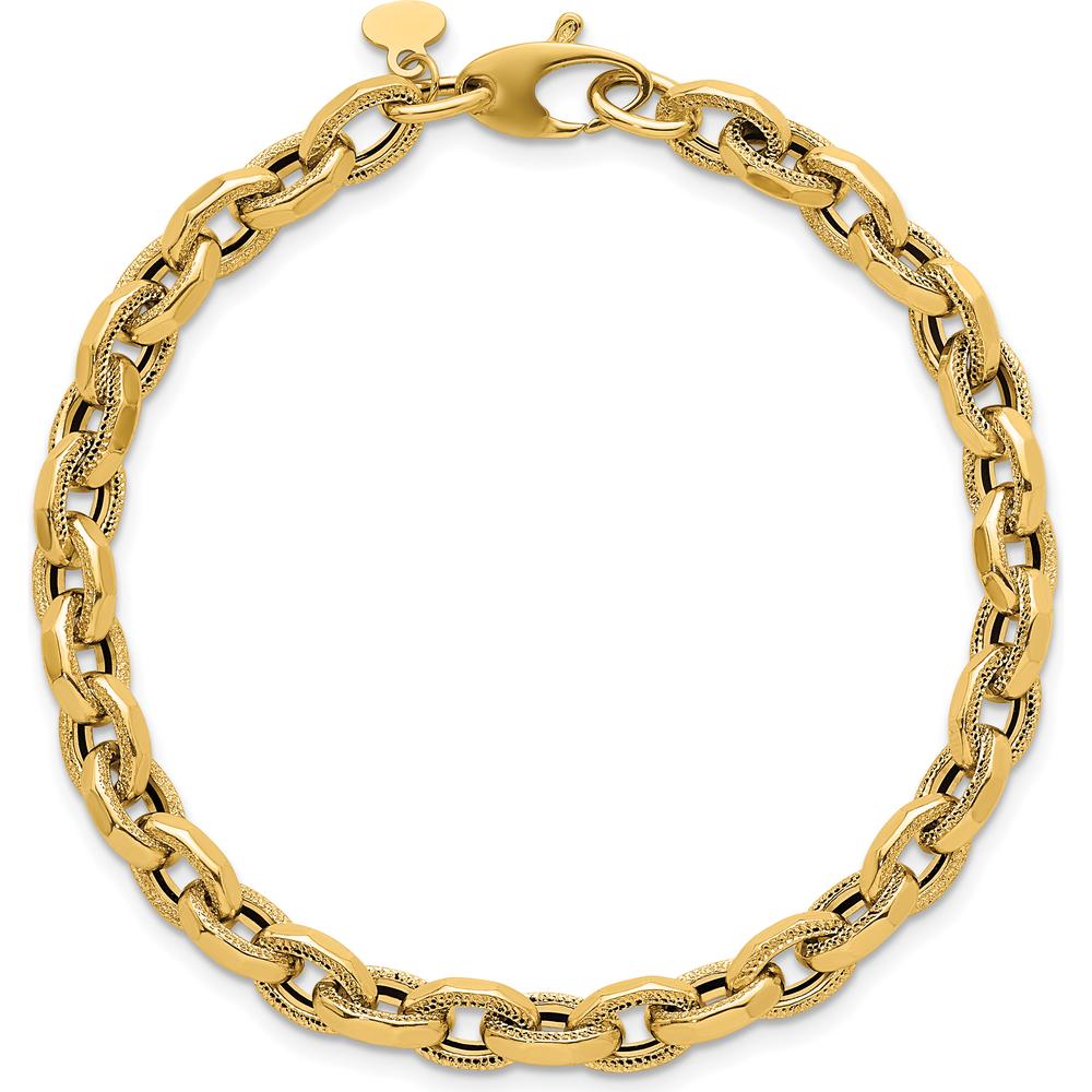 14K Yellow Gold 7.5" Polished Fancy Rope Link Bracelet - 5.2mm by 0