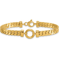14K Yellow Gold 7.5" Polished Flat Curb Link Bracelet with Center Circle Element by 0