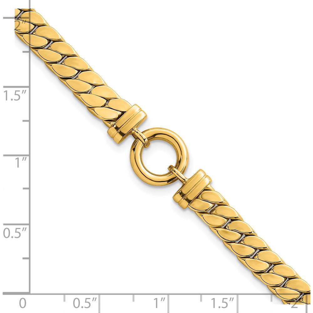 14K Yellow Gold 7.5" Polished Flat Curb Link Bracelet with Center Circle Element by 0