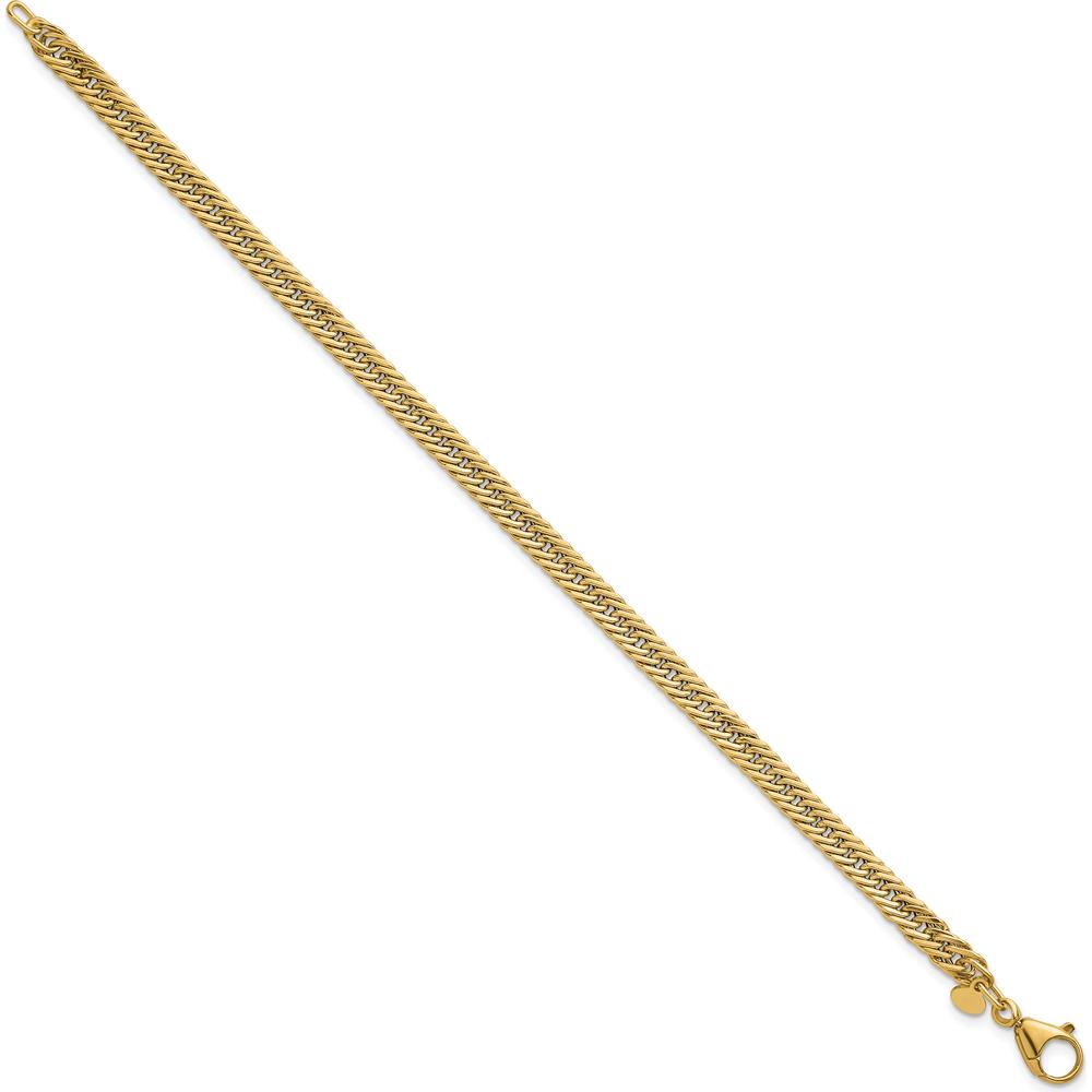 14K Yellow Gold 7.5" Polished Hollow Fancy Curb Link Bracelet with Lobster Clasp by 0