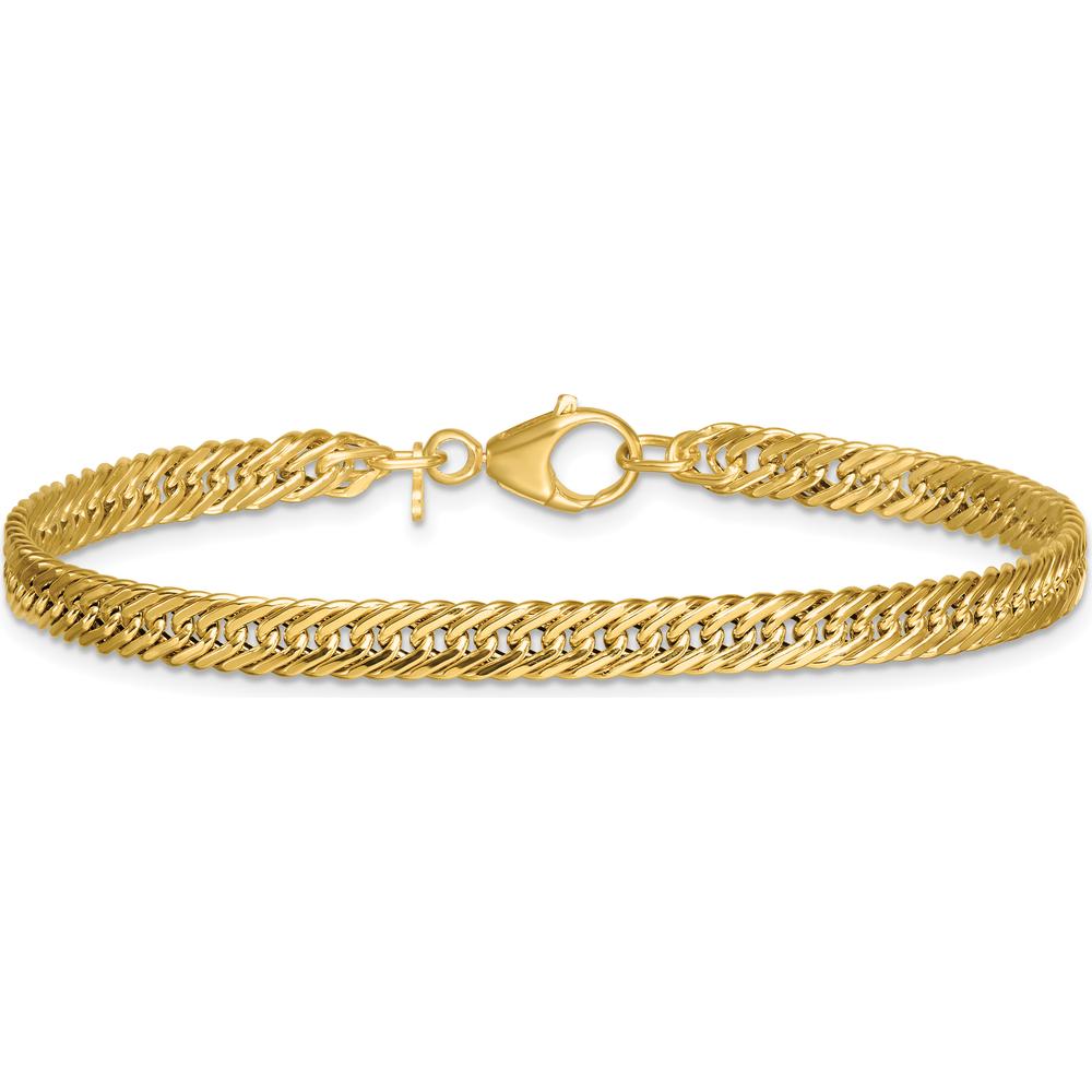 14K Yellow Gold 7.5" Polished Hollow Fancy Curb Link Bracelet with Lobster Clasp by 0