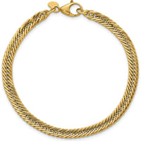 14K Yellow Gold 7.5" Polished Hollow Fancy Curb Link Bracelet with Lobster Clasp by 0