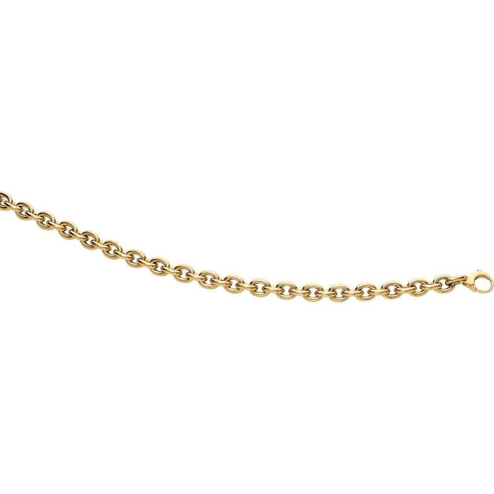 14K Yellow Gold 7.5" Polished Oval Cable Link Bracelet with Lobster Clasp by Orozza Fine Jewelry