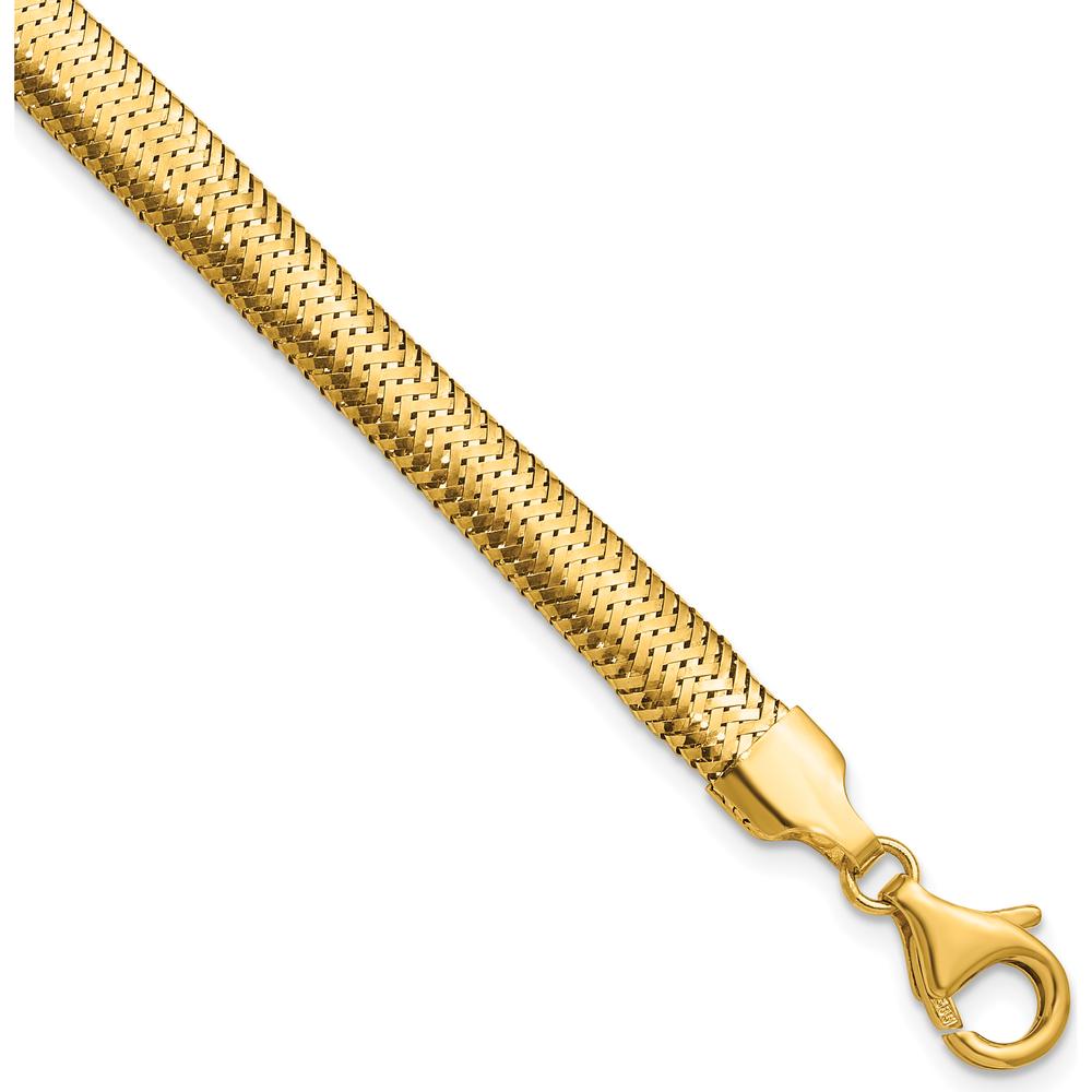 14K Yellow Gold 7.5" Polished Woven Mesh Bracelet - 6.1mm by 0