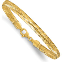 14K Yellow Gold 7.5" Polished Woven Mesh Bracelet - 6.1mm by 0