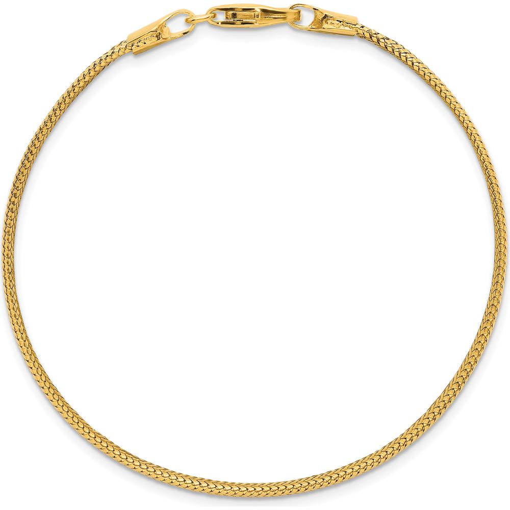 14K Yellow Gold 7.5" Polished Woven Mesh Bracelet - 6.1mm by 0