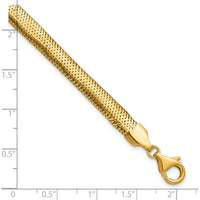 14K Yellow Gold 7.5" Polished Woven Mesh Bracelet - 6.1mm by 0