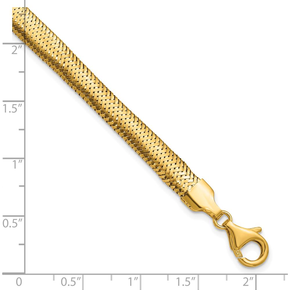 14K Yellow Gold 7.5" Polished Woven Mesh Bracelet - 6.1mm by 0