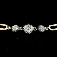 14K Yellow Gold 7.5" Station Bracelet with 18 Round Lab Diamonds in Prong and Black Rhodium Bezel Settings - 3.01 Carat Total Diamond Weight - Covaloro Fine Jewelry
