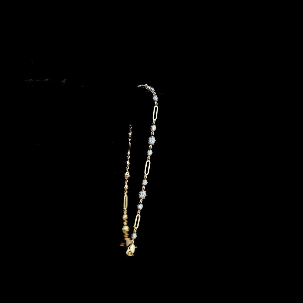 14K Yellow Gold 7.5" Station Bracelet with 18 Round Lab Diamonds in Prong and Black Rhodium Bezel Settings - 3.01 Carat Total Diamond Weight - Covaloro Fine Jewelry