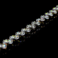 14K Yellow Gold 7.5" Station Bracelet with 27 Round Brilliant Cut Lab Diamonds - 3.99 Carat Total Weight, E-F Color VS Clarity, Black Rhodium Enhanced Prongs - Covaloro Fine Jewelry