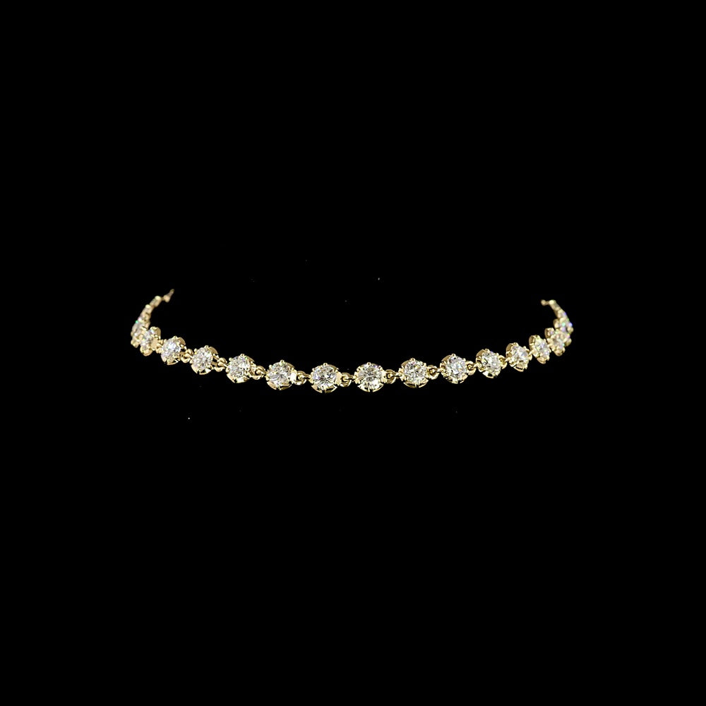 14K Yellow Gold 7.5" Station Bracelet with Bezel-Prong Set Round Lab Diamonds - 2.16 Carats Total Diamond Weight - Covaloro Fine Jewelry