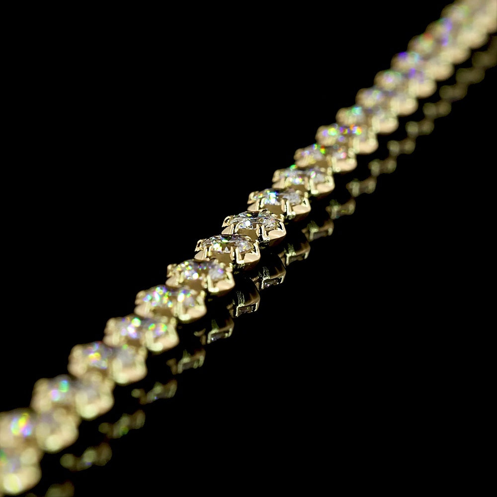 14K Yellow Gold 7.5" Station Bracelet with Bezel-Prong Set Round Lab Diamonds - 2.16 Carats Total Diamond Weight - Covaloro Fine Jewelry