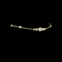 14K Yellow Gold 7.5" Station Bracelet with East-West Oval and Round Bezel Set Lab Diamonds - 0.99 Carat Total Diamond Weight - Covaloro Fine Jewelry