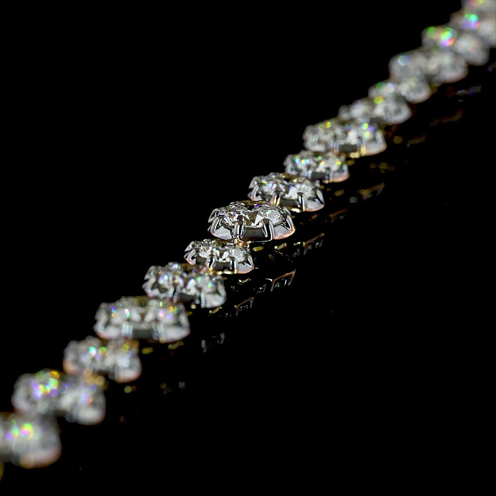14K Yellow Gold 7.5" Station Bracelet with Prong and Bezel Set Round Lab-Grown Diamonds - 4.19 Carats Total Diamond Weight - Covaloro Fine Jewelry