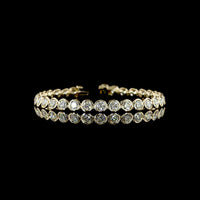 14K Yellow Gold 7.5" Tennis Bracelet with 31 Bezel-Set Round Brilliant Natural Diamonds - 10.35 Carat Total Diamond Weight - Covaloro Fine Jewelry