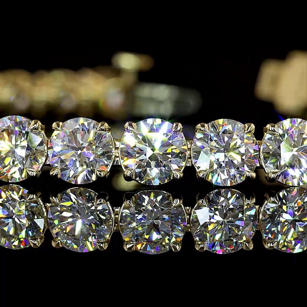 14K Yellow Gold 7.5" Tennis Bracelet with 36 Prong-Set Round Lab Diamonds - 14.31 Carat Total Weight, E-F Color VS Clarity - Covaloro Fine Jewelry